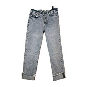 Frame Le Piper Jeans Wide Cuff Raw Hem Women's Size 28 Richlake Wash 100% Cotton